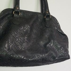 Vintage Black Faux Leather Purse Embossed
